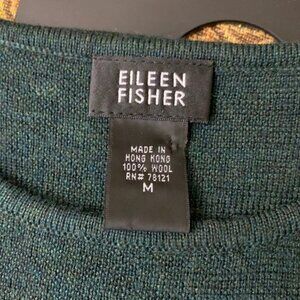 Eileen Fisher Forest Green Wool Sleeveless Sweater Vest Tank Top